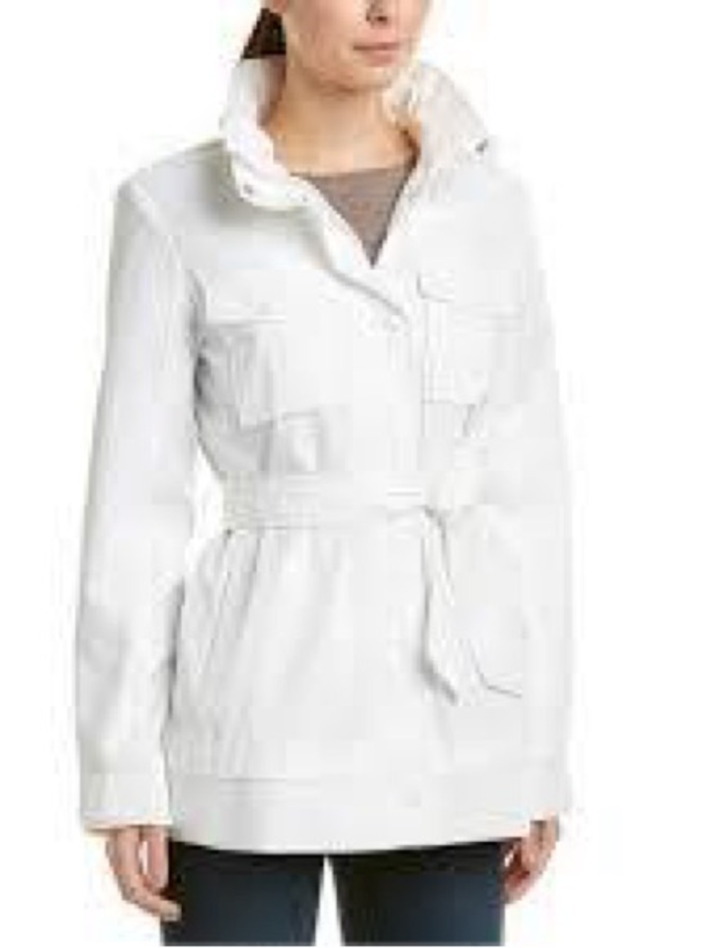 RACHEL Rachel Roy White Utility Jacket with Waist Tie Size XL